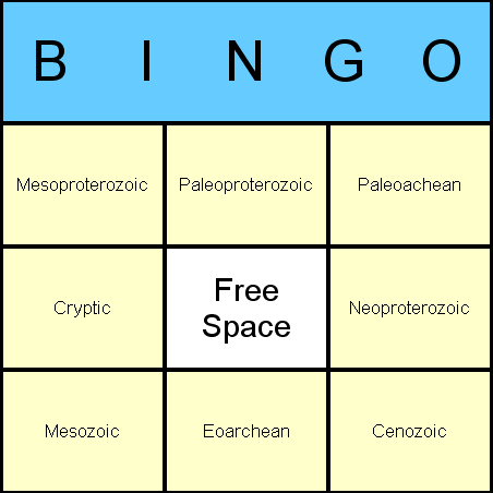 Geological Eras Bingo Card